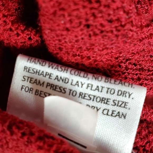 Eileen Fisher Burgundy Linen Blend Open-Front Cardigan Sweater Womens Sz L EUC - Picture 7 of 7